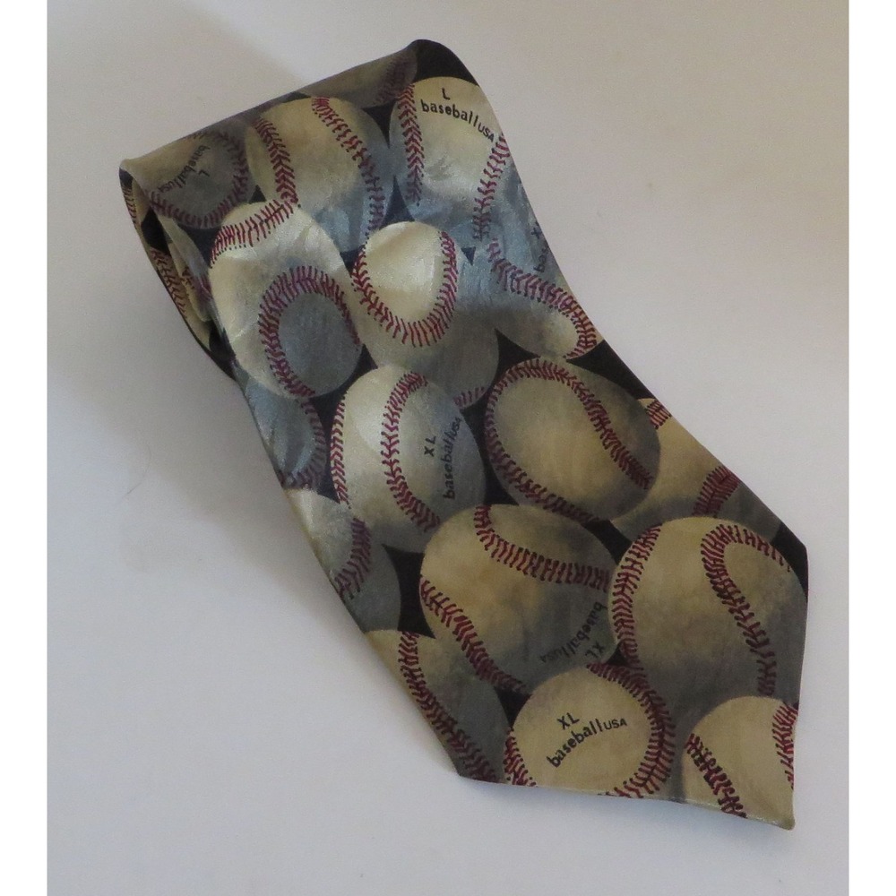 100% Silk A. Rogers Basball Neck Tie